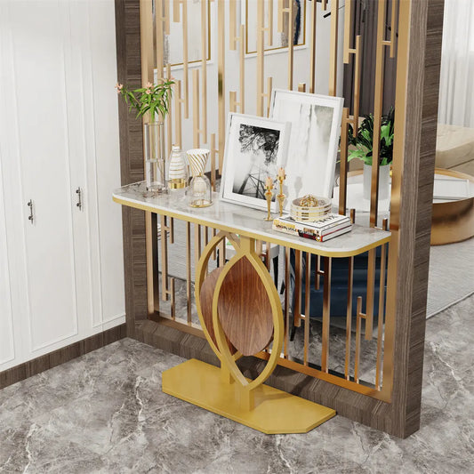 Noble and Elegant Sintered Stone Console Table Hallway Table with Strong Metal Frame - Image 4