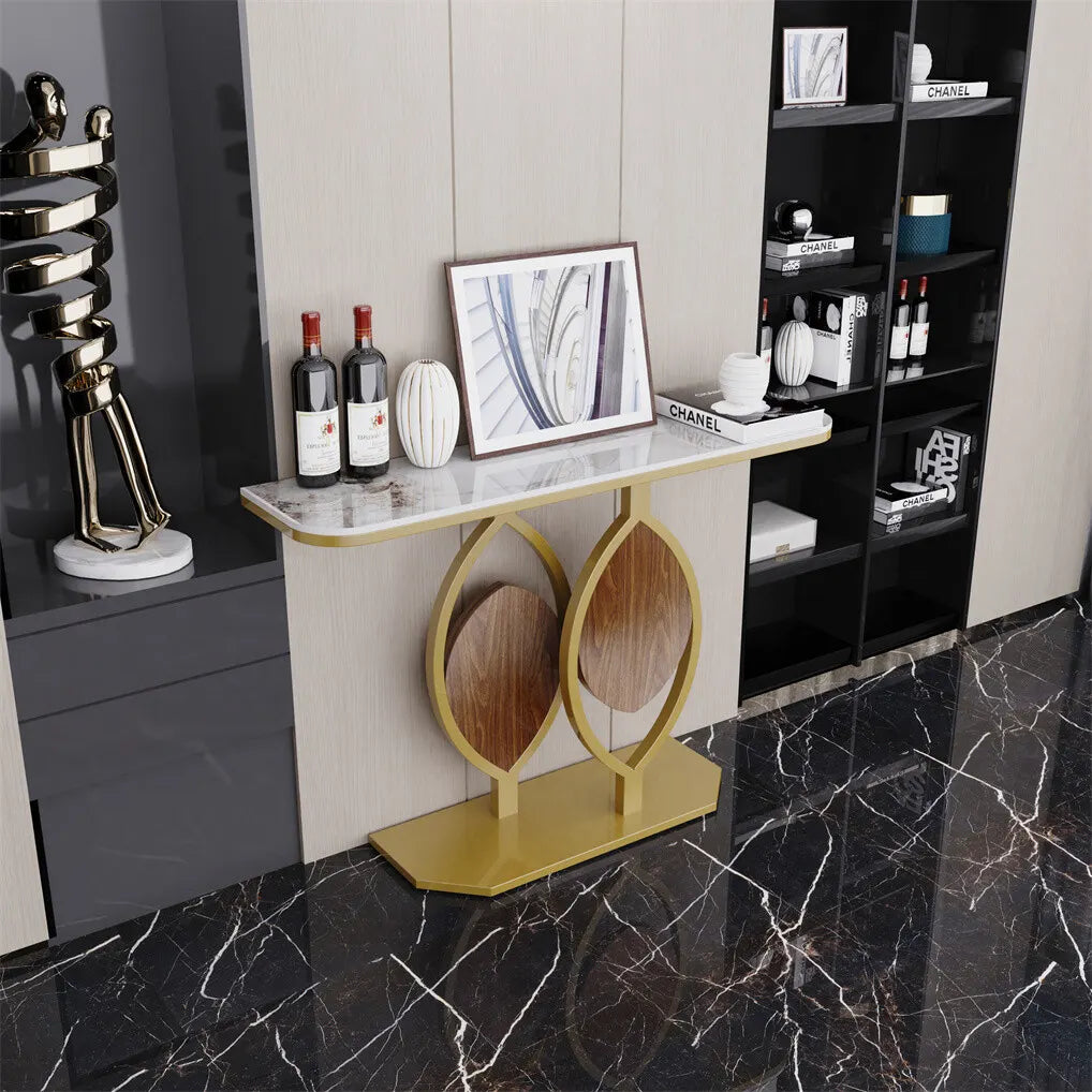 Noble and Elegant Sintered Stone Console Table Hallway Table with Strong Metal Frame - Image 5
