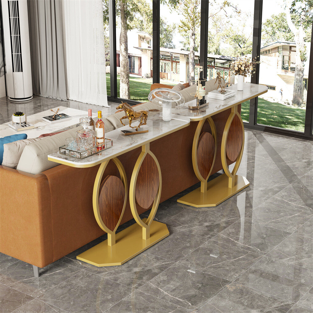 Noble and Elegant Sintered Stone Console Table Hallway Table with Strong Metal Frame - Image 6