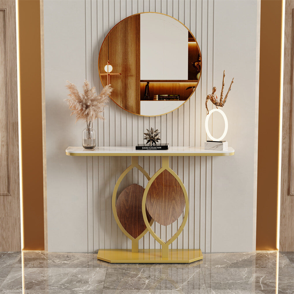 Noble and Elegant Sintered Stone Console Table Hallway Table with Strong Metal Frame - Image 7