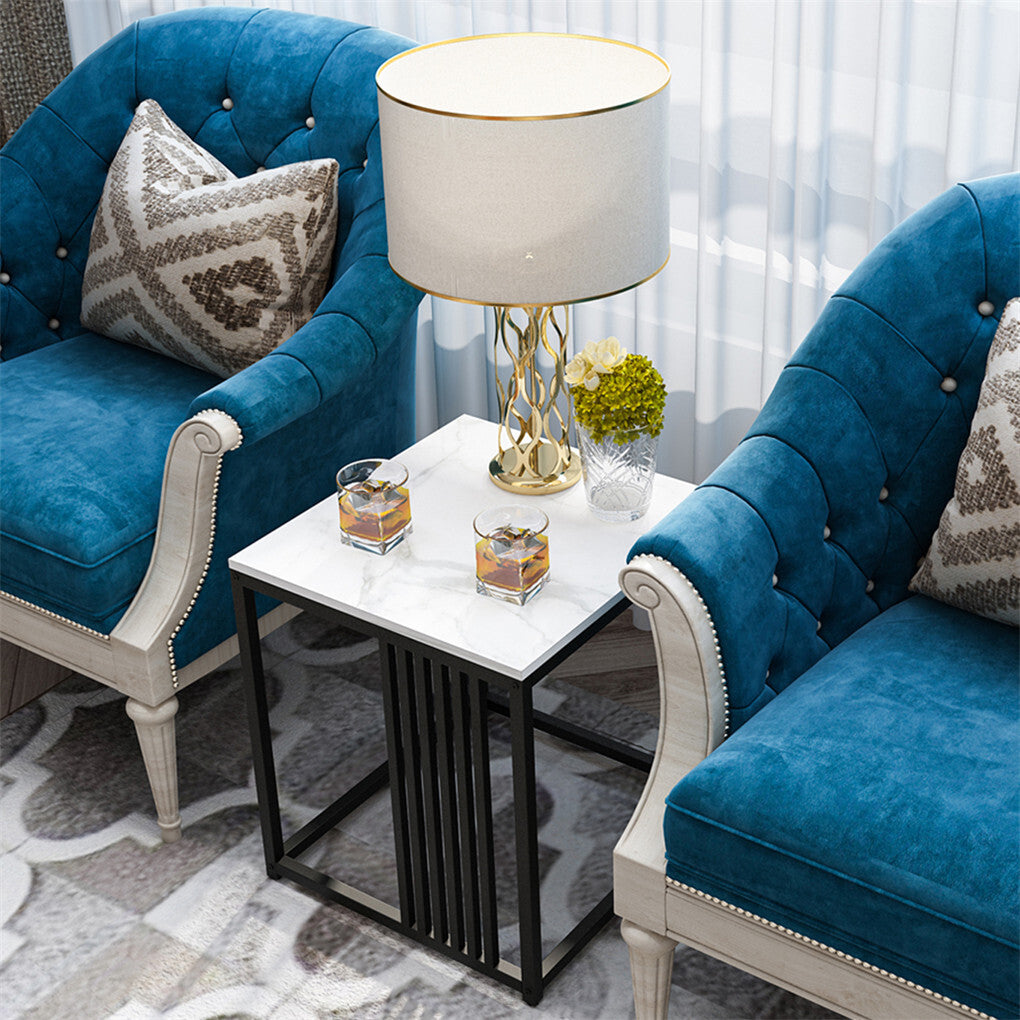 Premium Natural Marble Texture Side End Table Coffee Table Large Bedside Table - Image 2
