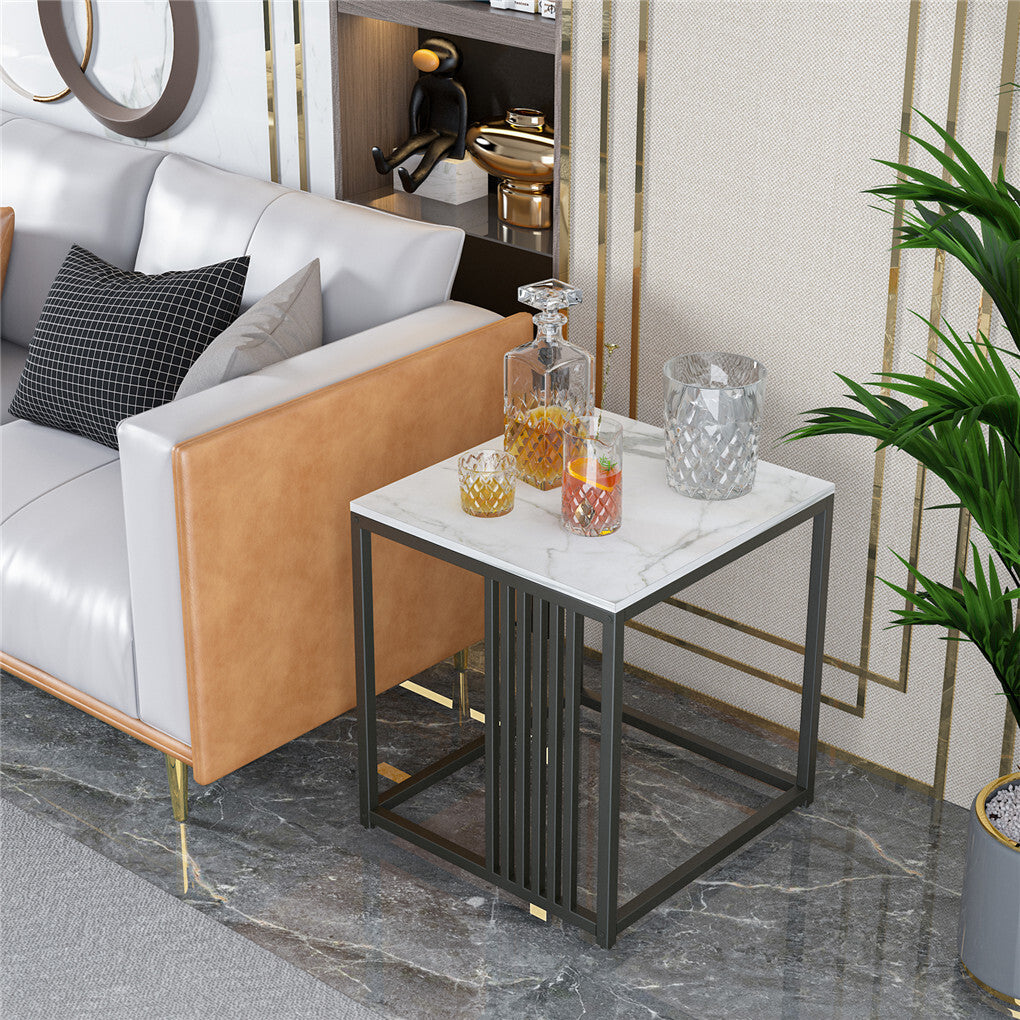 Premium Natural Marble Texture Side End Table Coffee Table Large Bedside Table - Image 6