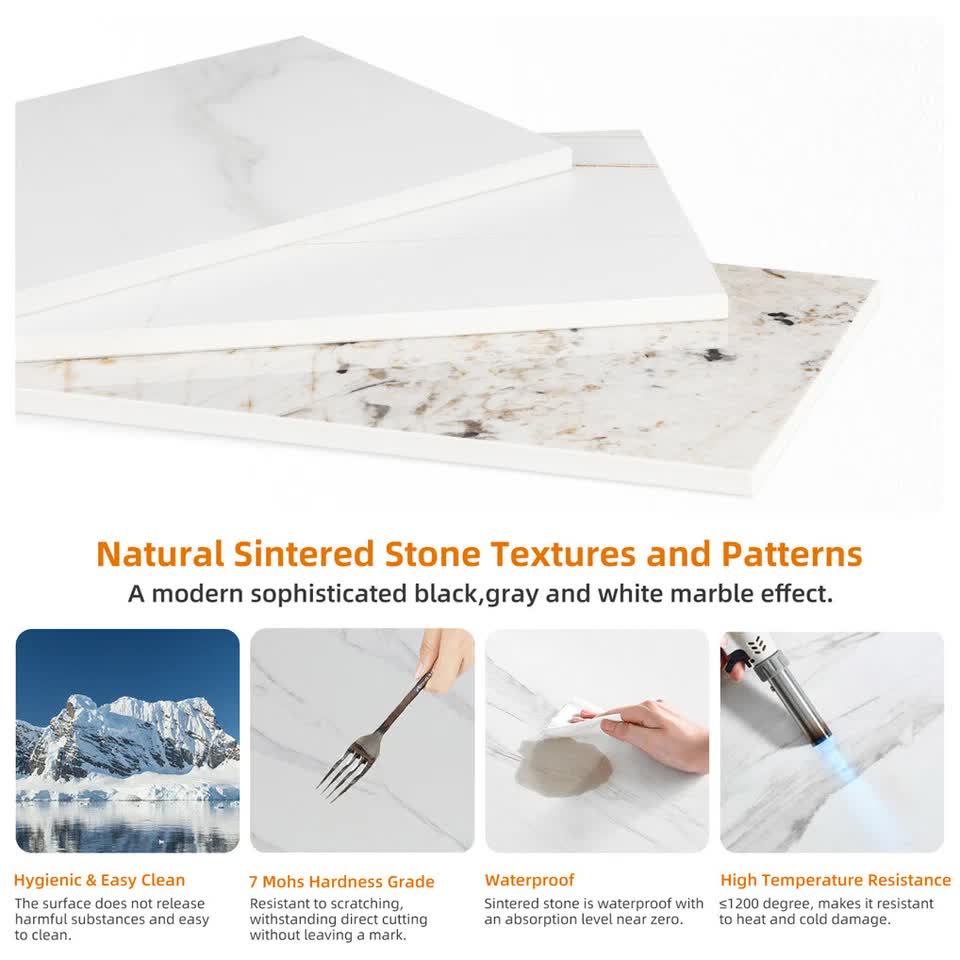 Premium Natural Marble Texture Side End Table Coffee Table Large Bedside Table - Image 9