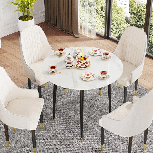 High-End Marble Round Kitchen Dining Table Sintered Stone Restaurant Table 80 x 80 cm - Image 4