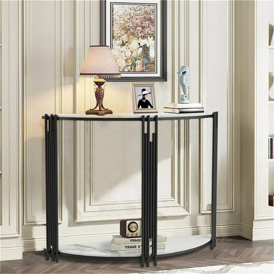 Half Moon Console Table Marble Semi-Circle Entrance Hall Table - Image 2