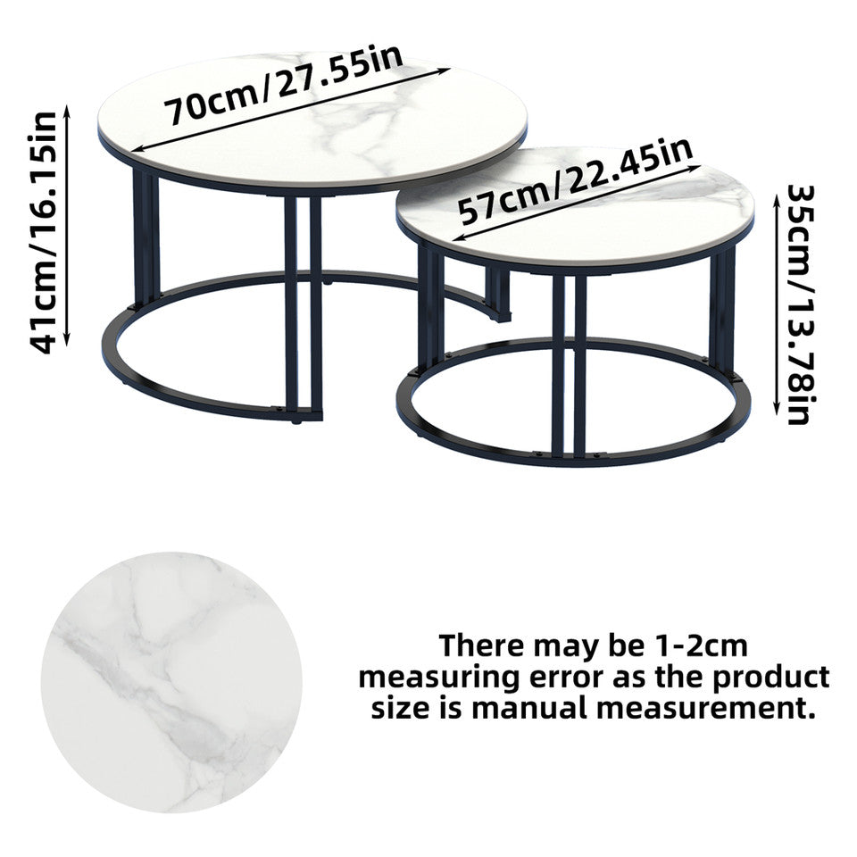 Stylish Round Nesting Coffee Tables with Metal Frame - Image 5