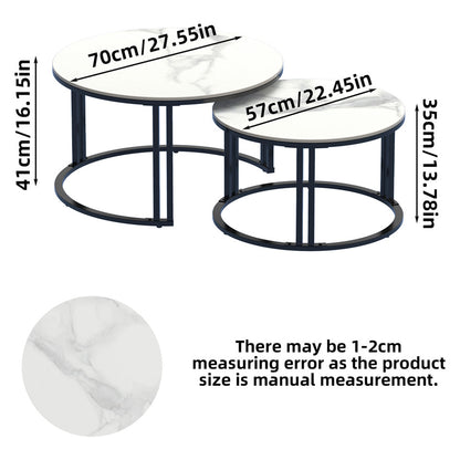 Stylish Round Nesting Coffee Tables with Metal Frame - Image 5