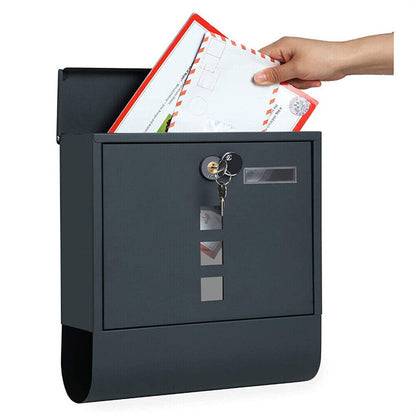 Lockable Mailbox Wall Mounted Mail Letter Post Box with Newspaper Holder Rack - Image 2
