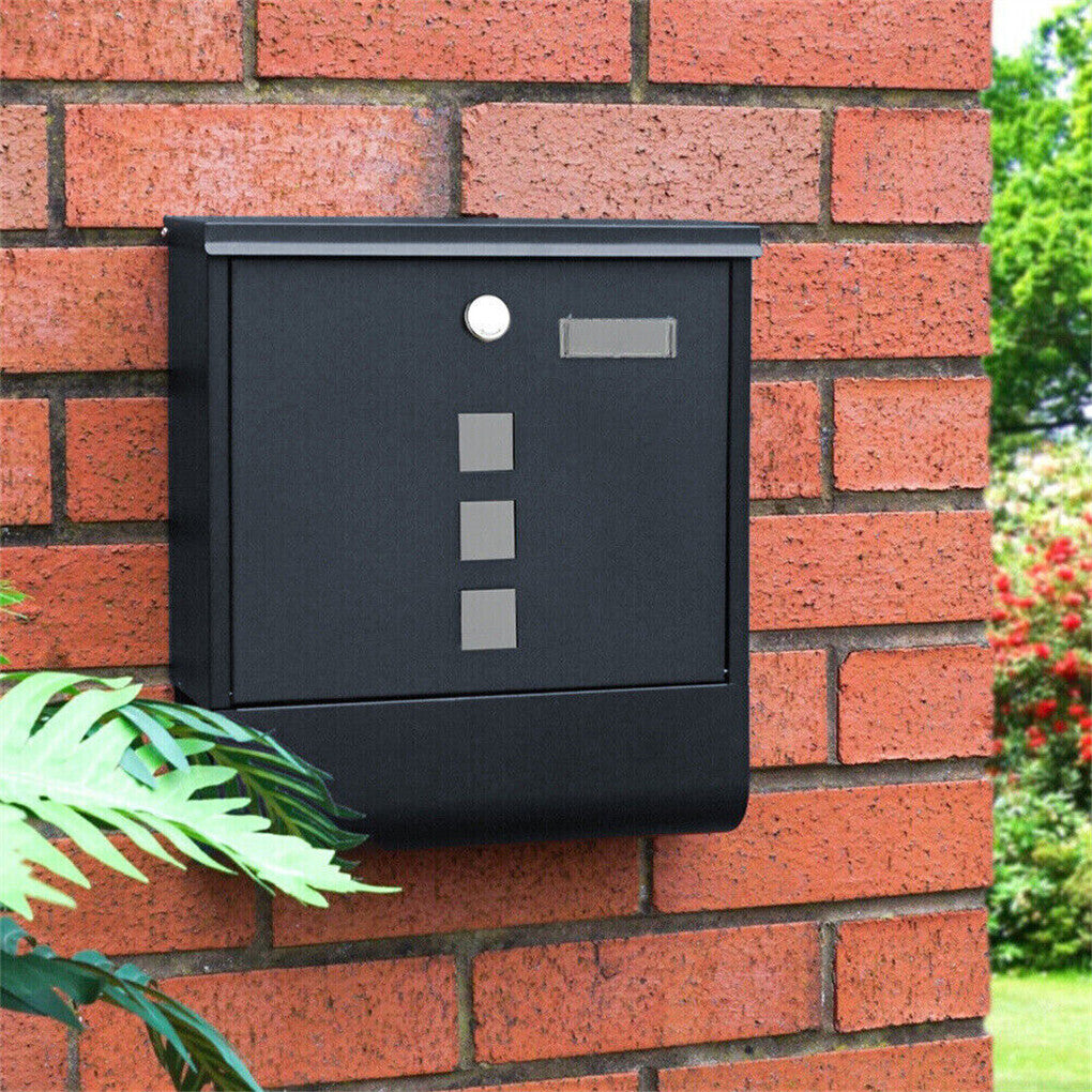 Lockable Mailbox Wall Mounted Mail Letter Post Box with Newspaper Holder Rack - Image 3