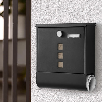 Lockable Mailbox Wall Mounted Mail Letter Post Box with Newspaper Holder Rack - Image 5