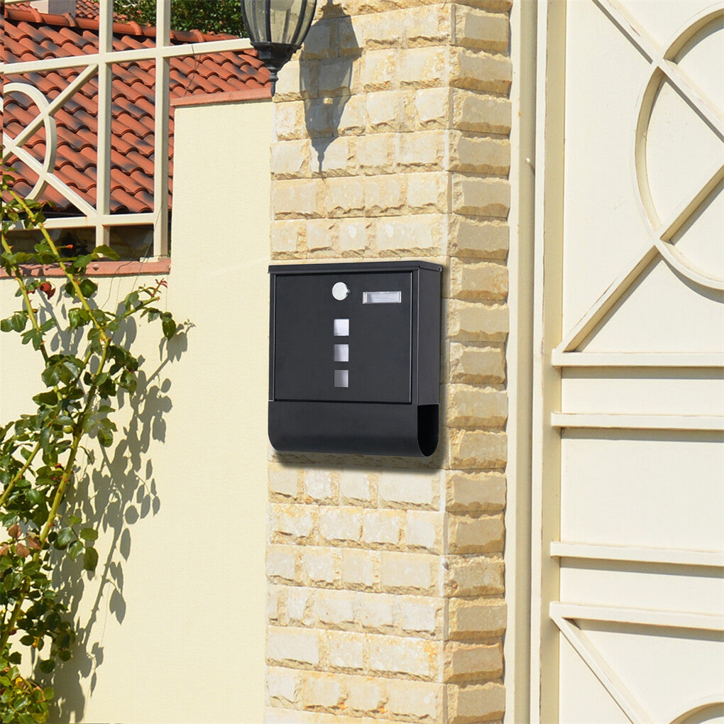 Lockable Mailbox Wall Mounted Mail Letter Post Box with Newspaper Holder Rack - Image 6