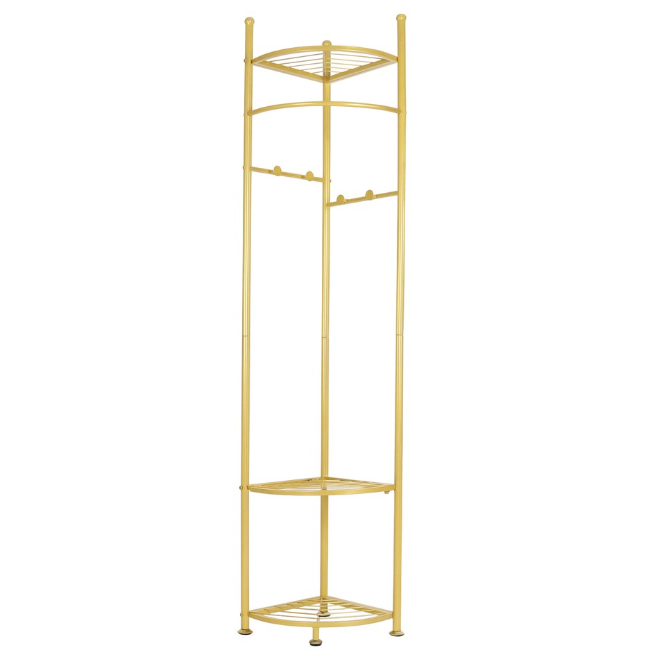 Fin Heavy Duty Clothes Stand Space-Saving Corner Coat Hat Shoes Rack Bedroom