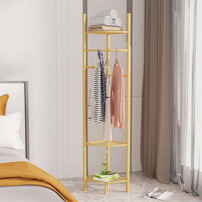 Fin Heavy Duty Clothes Stand Space-Saving Corner Coat Hat Shoes Rack Bedroom - Image 3