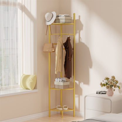 Fin Heavy Duty Clothes Stand Space-Saving Corner Coat Hat Shoes Rack Bedroom - Image 6