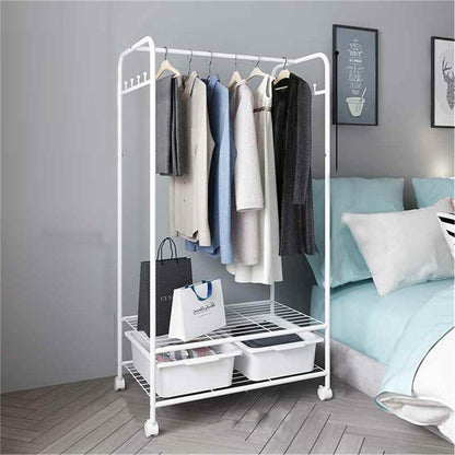 2Tier Rolling Free-Standing Clothing Garment Rack Closet Organizer Open Wardrobe - Image 3