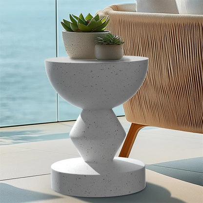 Stylish Lightweight Concrete Sofa Side Table Cement Bedside Table Outdoor Patio - Image 4