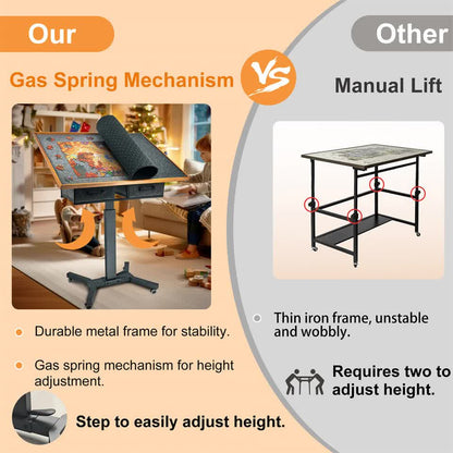 Wooden Jigsaw Puzzle Table with Tilt, Drawers and Rolling Wheels - Image 7