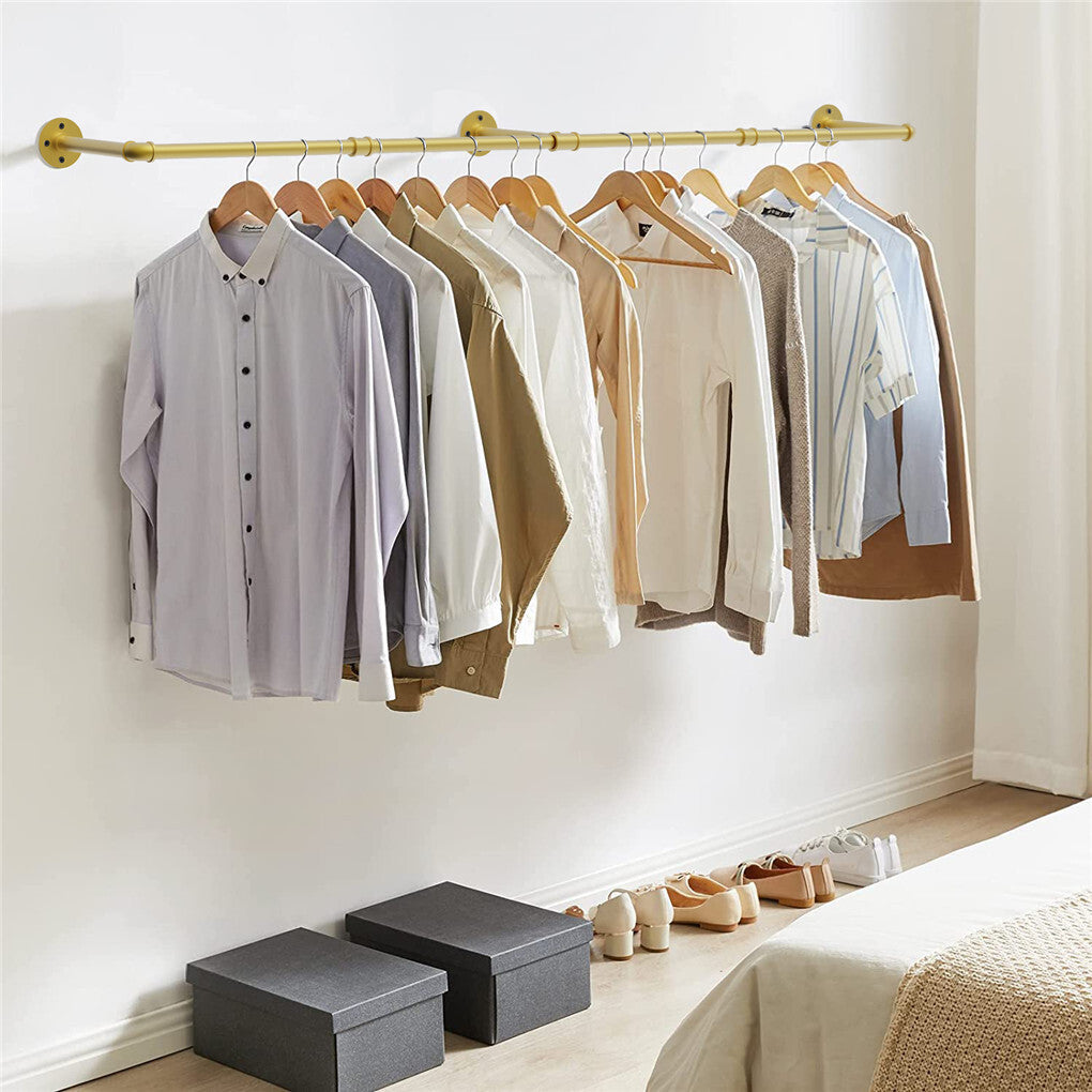 Vintage Gold Wall-Mounted Clothes Rack – Strong Metal Garment Hanging Rail - Image 4