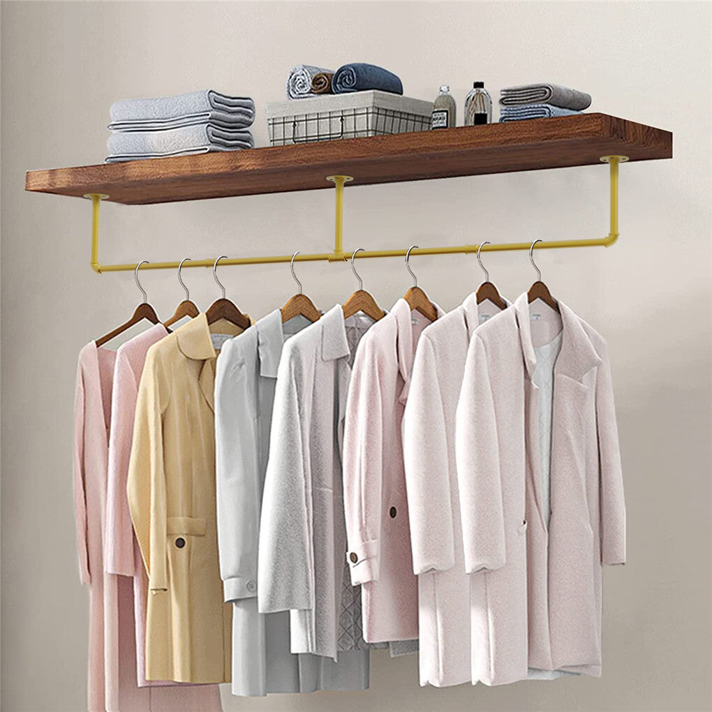 Vintage Gold Wall-Mounted Clothes Rack – Strong Metal Garment Hanging Rail - Image 5