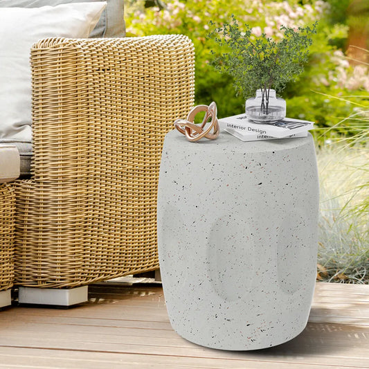 Heavy Duty Concrete Side Table Modern Decorative Garden Stool Patio End Table - Image 2