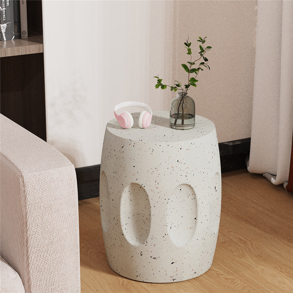 Heavy Duty Concrete Side Table Modern Decorative Garden Stool Patio End Table - Image 3