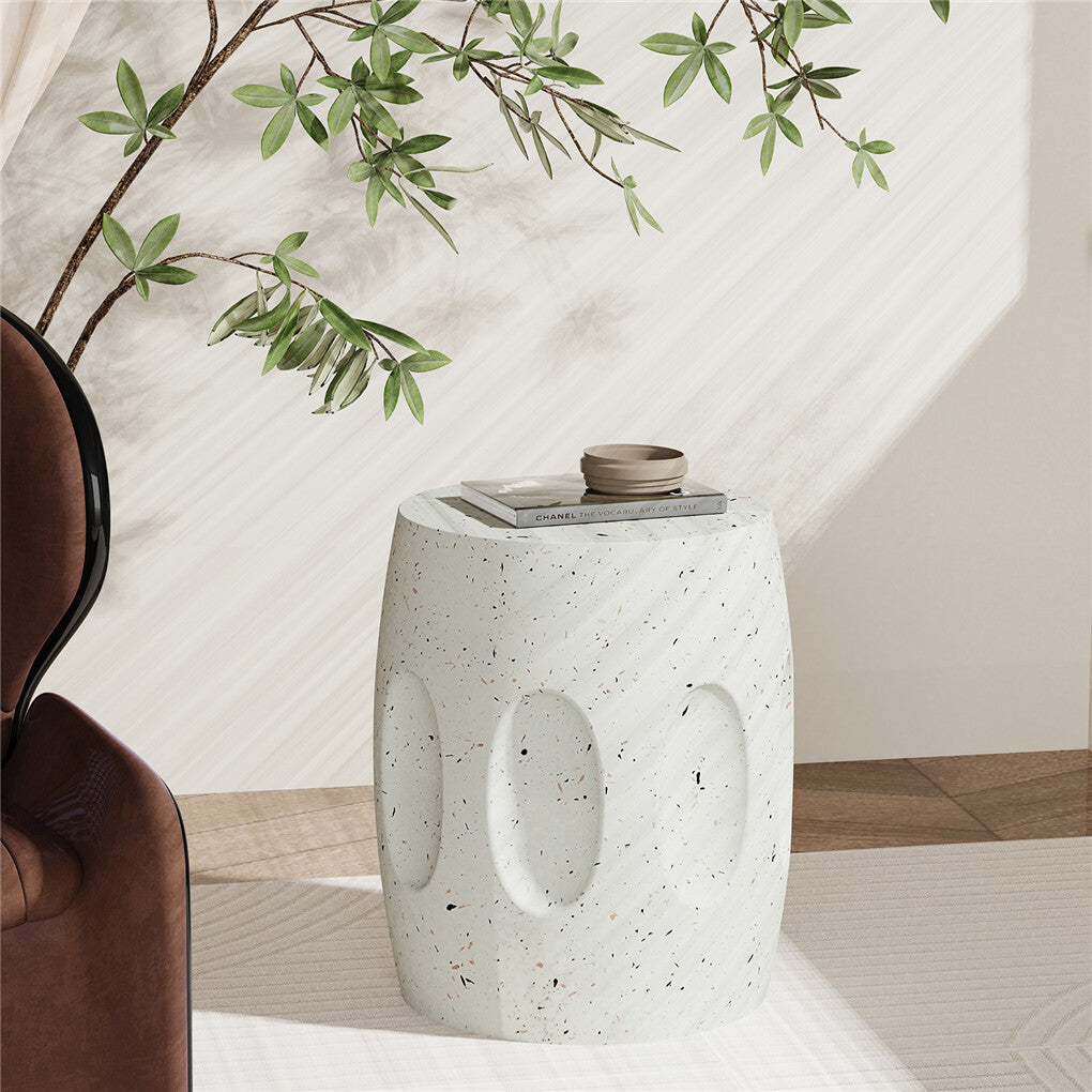 Heavy Duty Concrete Side Table Modern Decorative Garden Stool Patio End Table - Image 4