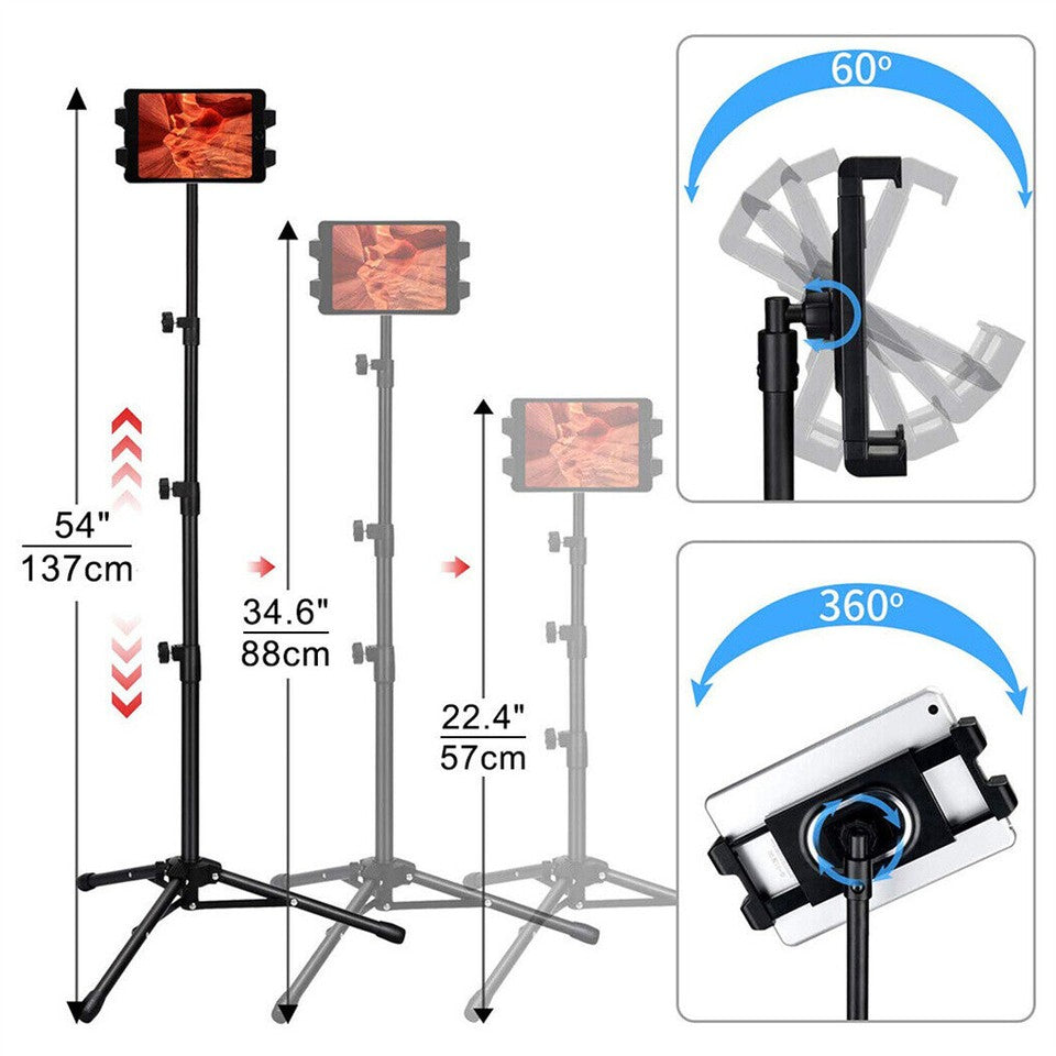 Adjustable 4.7-12.9" Stable Tripod Floor Stand Lazy Tablet Mount Holder for iPad - Image 7
