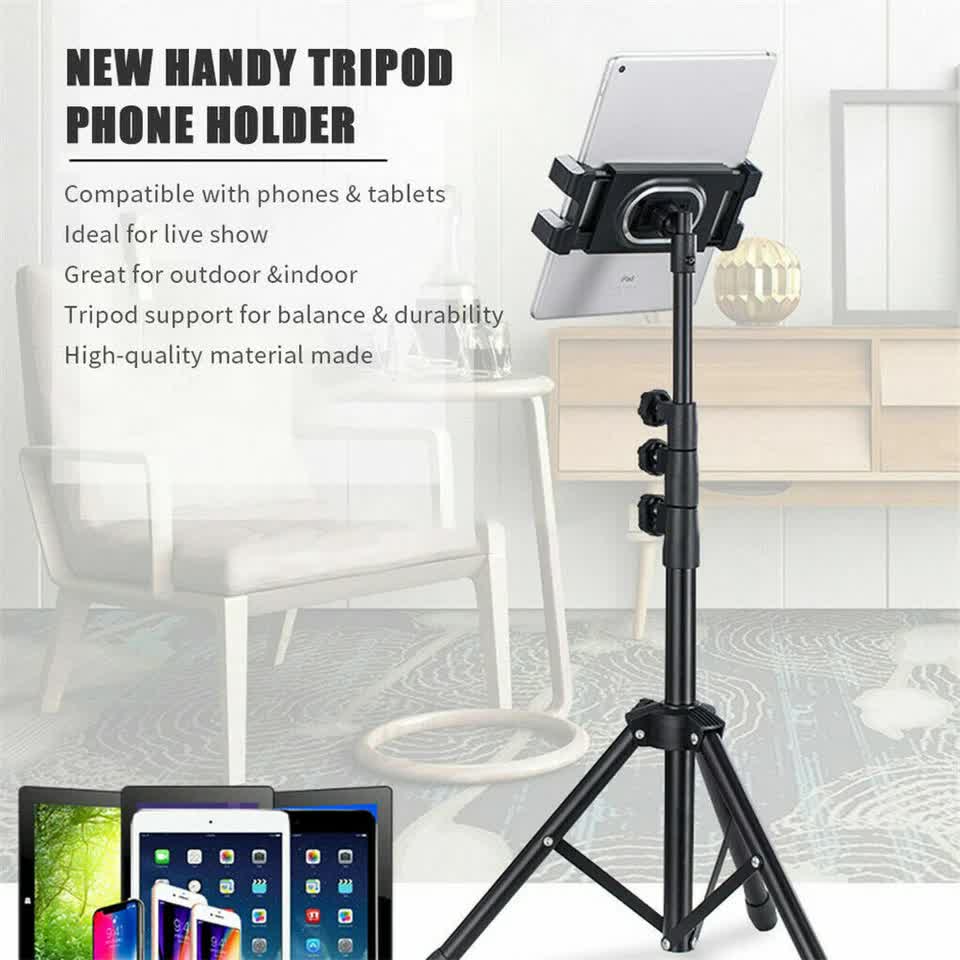 Adjustable 4.7-12.9" Stable Tripod Floor Stand Lazy Tablet Mount Holder for iPad - Image 8