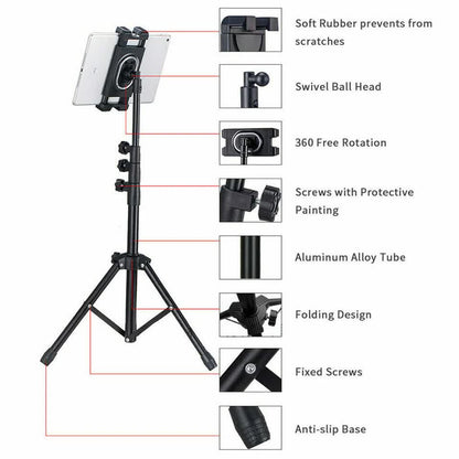 Adjustable 4.7-12.9" Stable Tripod Floor Stand Lazy Tablet Mount Holder for iPad - Image 9
