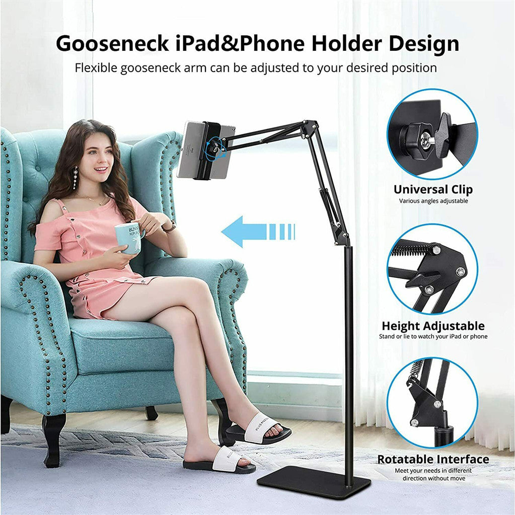 360 Tablet Floor Stand Adjustable 5-12.9 Inch Overhead Phone Desktop Holder - Image 6