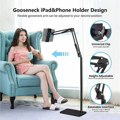 360 Tablet Floor Stand Adjustable 5-12.9 Inch Overhead Phone Desktop Holder - Image 6