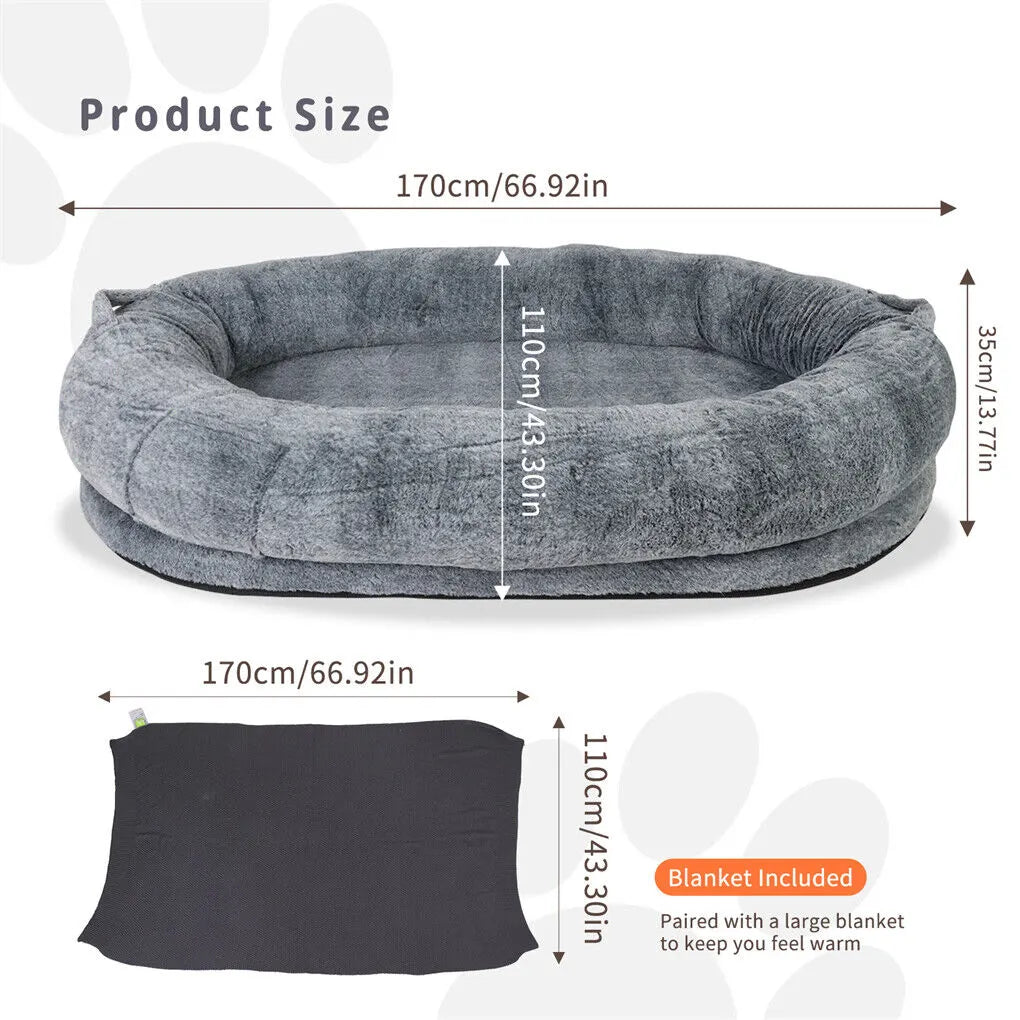 Xxxl Human-Sized Dog Bed Washable Orthopedic Pet Bed Bean Bag With Soft Blanket - Image 8