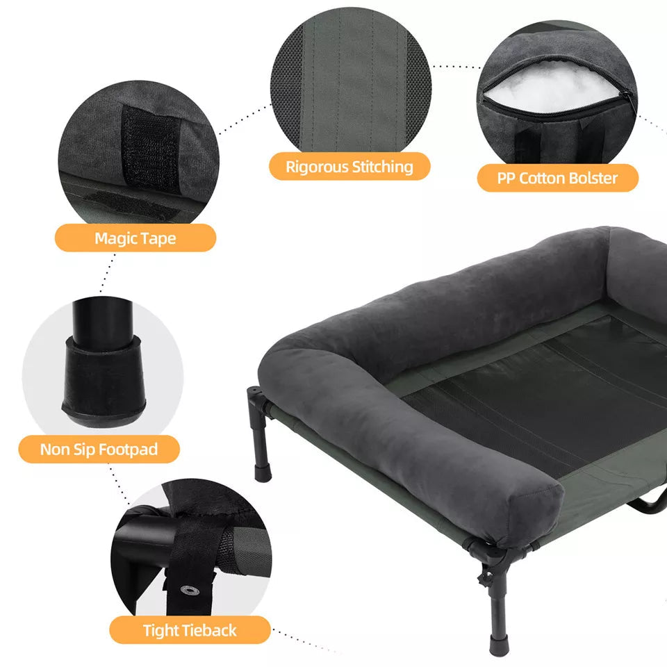 P&P Pet Cot with Bolster Support and Breathable Mesh Design for Dogs to Lounge(XL) - Image 2
