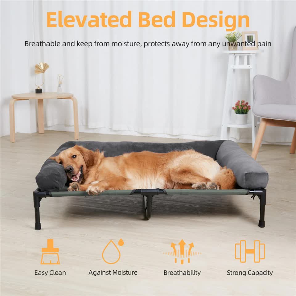P&P Pet Cot with Bolster Support and Breathable Mesh Design for Dogs to Lounge(XL) - Image 8