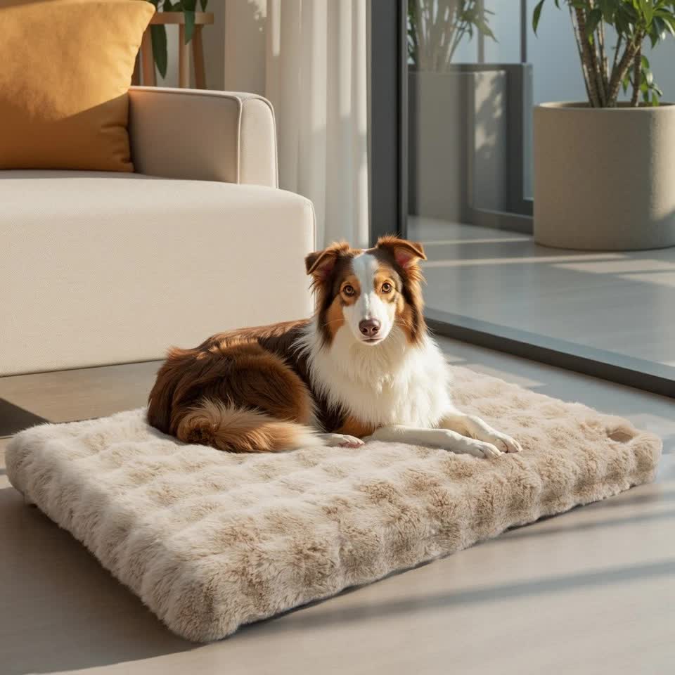 Plush Pet Bed with Non Slip Base and Removable Cover - Image 2