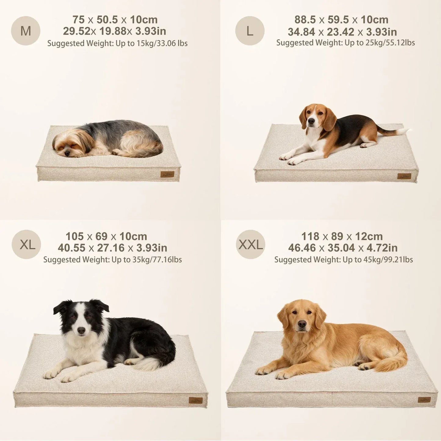 Washable Waterproof Dog Bed Sofa with Removable Cover - Orthopedic Linen Pet Pillow Bed for Small Medium Large Dogs, Non-Slip Base, Khaki, 2XL - Image 2