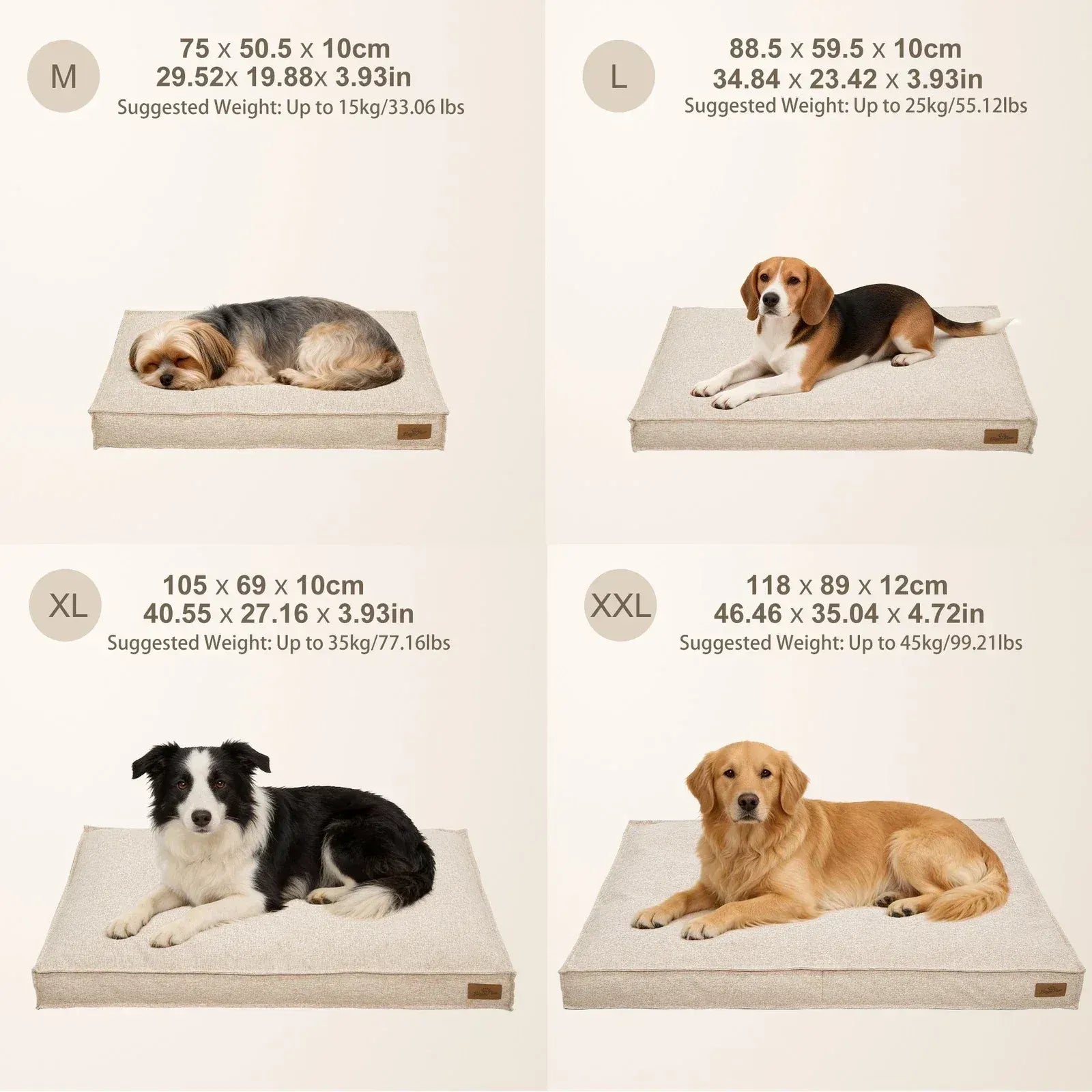 Washable Waterproof Dog Bed Sofa with Removable Cover - Orthopedic Linen Pet Pillow Bed for Small Medium Large Dogs, Non-Slip Base, Khaki, L - Image 2