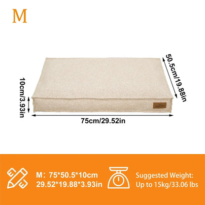 Washable Waterproof Dog Bed Sofa with Removable Cover - Orthopedic Linen Pet Pillow Bed for Small Medium Large Dogs, Non-Slip Base, Khaki, M - Image 2