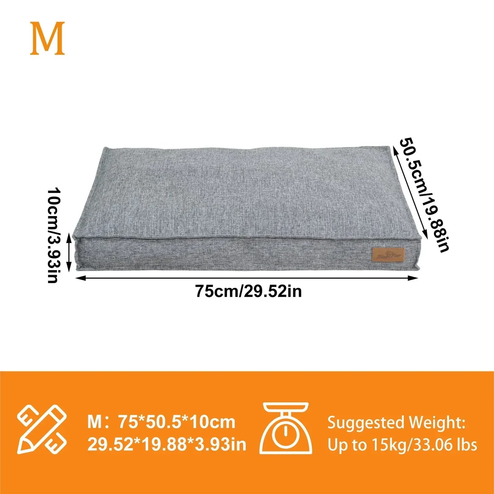 Washable Waterproof Dog Bed Sofa with Removable Cover - Orthopedic Linen Pet Pillow Bed for Small Medium Large Dogs, Non-Slip Base, Grey, M - Image 2
