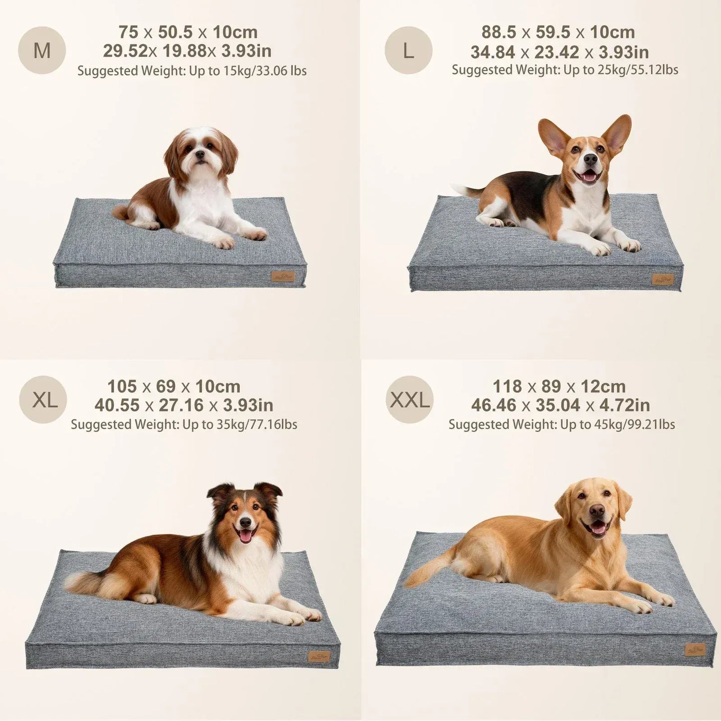 Washable Waterproof Dog Bed Sofa with Removable Cover - Orthopedic Linen Pet Pillow Bed for Small Medium Large Dogs, Non-Slip Base, Grey, M - Image 3