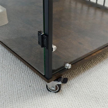 Anti-Bite Glass Indoor Dog Cage - Modern Furniture Style Dog Kennel End Table with Lockable Wheels and Double Doors - Image 6