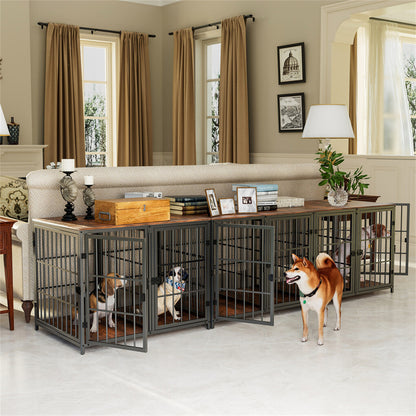 Fin 4 Doors Ultra Thicken Dog Crate Cage End Table Divided Dog Puppy Kennel For 2 Dog - Image 4