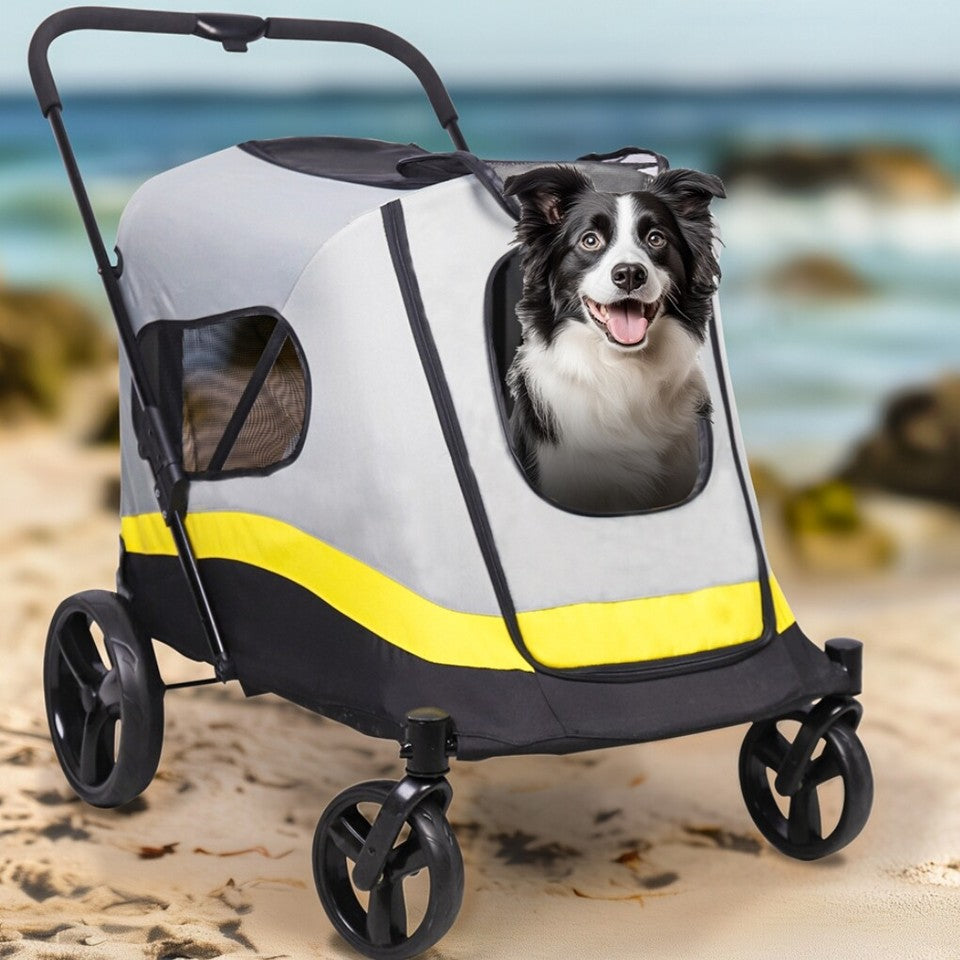 Large Dog Stroller Foldable Pet Pushchair with Doors - Image 6