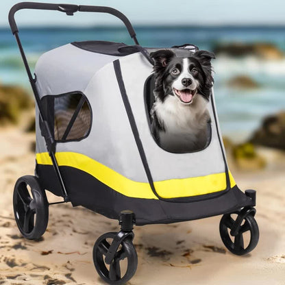 Extra Large Dog Stroller Foldable Pet Pushchair with Doors - Image 5