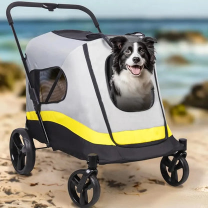 Extra Large Dog Stroller Foldable Pet Pushchair with Doors - Image 5