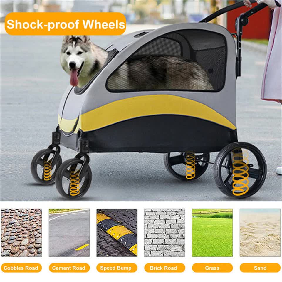 Extra Large Dog Stroller Foldable Pet Pushchair with Doors - Image 7
