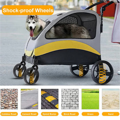 Extra Large Dog Stroller Foldable Pet Pushchair with Doors - Image 7