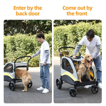 Extra Large Dog Stroller Foldable Pet Pushchair with Doors - Image 9
