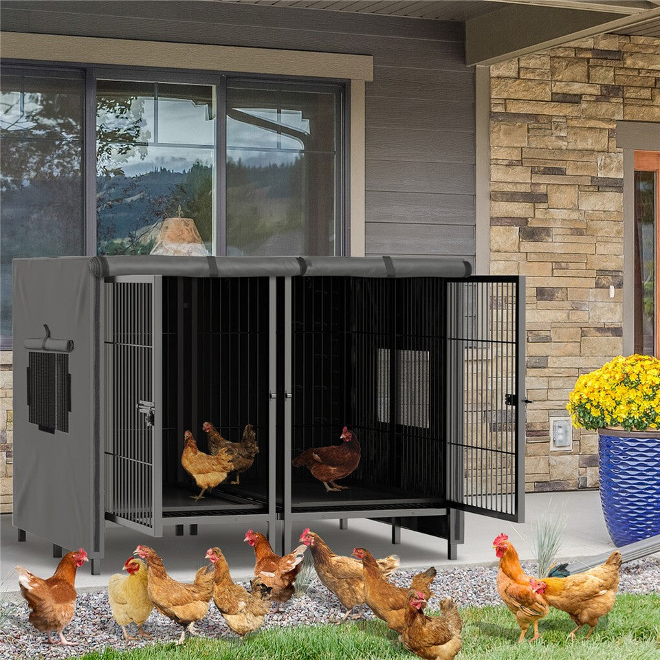 Giant Dog Cage Indoor Outdoor Super-Hard Metal Kennel Pet Playpen W Tray & Divider - Image 6