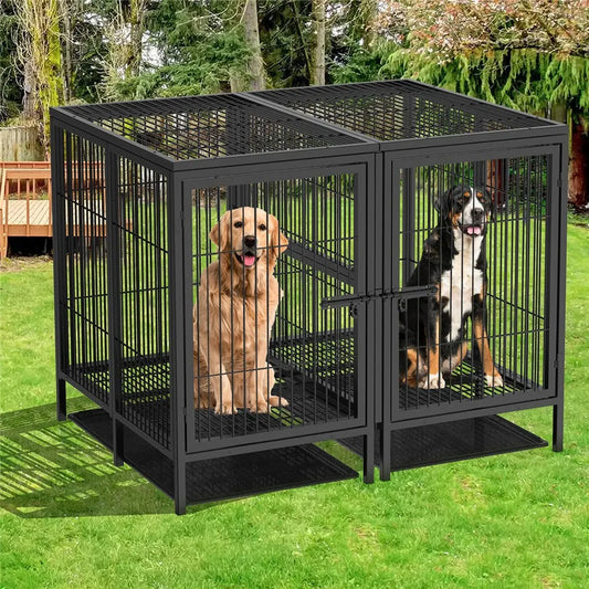 Giant Dog Cage Indoor Outdoor Super-Hard Metal Kennel Pet Playpen W Tray&Divider - Image 3